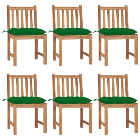 Sillas de jardín 6 unidades madera maciza de teca con cojines de vidaXL, Sillas de jardín - Ref: Foro24-3073135, Precio: 677,...