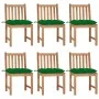 Sillas de jardín 6 unidades madera maciza de teca con cojines de vidaXL, Sillas de jardín - Ref: Foro24-3073135, Precio: 677,...