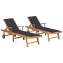 Sun loungers 2 units solid teak wood with anthracite cushion by vidaXL, Loungers - Ref: Foro24-3073186, Price: 594,07 €, Disc...