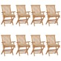 Sillas de jardín 8 uds madera maciza de teca con cojines beige de vidaXL, Sillas de jardín - Ref: Foro24-3072907, Precio: 628...