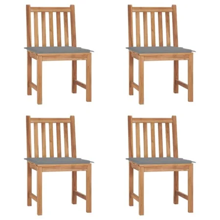 Gartenstühle 4 Einheiten aus massivem Teakholz mit Kissen von vidaXL, Gartenstühle - Ref: Foro24-3073089, Preis: 452,60 €, Ra...