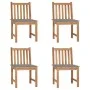 Gartenstühle 4 Einheiten aus massivem Teakholz mit Kissen von vidaXL, Gartenstühle - Ref: Foro24-3073089, Preis: 452,60 €, Ra...