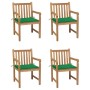 Gartenstühle 4 Stück aus massivem Teakholz mit grünen Kissen von vidaXL, Gartenstühle - Ref: Foro24-3073009, Preis: 607,64 €,...