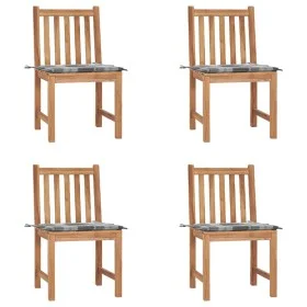 Gartenstühle 4 Einheiten aus massivem Teakholz mit Kissen von vidaXL, Gartenstühle - Ref: Foro24-3073102, Preis: 454,26 €, Ra...