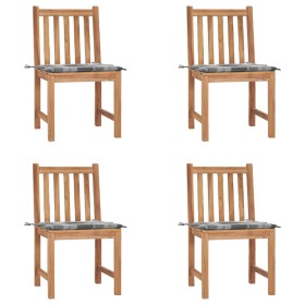 Gartenstühle 4 Einheiten aus massivem Teakholz mit Kissen von vidaXL, Gartenstühle - Ref: Foro24-3073102, Preis: 466,48 €, Ra...