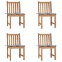 Gartenstühle 4 Einheiten aus massivem Teakholz mit Kissen von vidaXL, Gartenstühle - Ref: Foro24-3073102, Preis: 466,48 €, Ra...