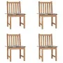 Sillas de jardín 4 unidades madera maciza de teca con cojines de vidaXL, Sillas de jardín - Ref: Foro24-3073102, Precio: 454,...