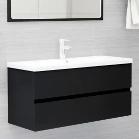 Black engineered wood cabinet with sink by vidaXL, bathroom vanities - Ref: Foro24-3071568, Price: 286,78 €, Discount: %