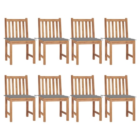 Gartenstühle 8 Einheiten aus Teakholz mit Kissen von vidaXL, Gartenstühle - Ref: Foro24-3073143, Preis: 995,85 €, Rabatt: %