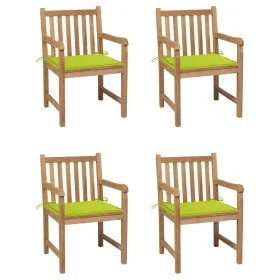 Gartenstühle 4 Stück aus Teakholz und hellgrünen Kissen von vidaXL, Gartenstühle - Ref: Foro24-3073015, Preis: 583,30 €, Raba...