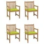 Gartenstühle 4 Stück aus Teakholz und hellgrünen Kissen von vidaXL, Gartenstühle - Ref: Foro24-3073015, Preis: 584,12 €, Raba...