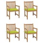 Gartenstühle 4 Stück aus Teakholz und hellgrünen Kissen von vidaXL, Gartenstühle - Ref: Foro24-3073015, Preis: 609,74 €, Raba...
