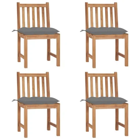 Gartenstühle 4 Einheiten aus massivem Teakholz mit Kissen von vidaXL, Gartenstühle - Ref: Foro24-3073104, Preis: 457,51 €, Ra...