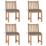 Gartenstühle 4 Einheiten aus massivem Teakholz mit Kissen von vidaXL, Gartenstühle - Ref: Foro24-3073104, Preis: 460,49 €, Ra...