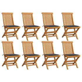 Garden chairs 8 pcs solid teak with anthracite gray cushions by vidaXL, Garden chairs - Ref: Foro24-3072917, Price: 515,56 €,...