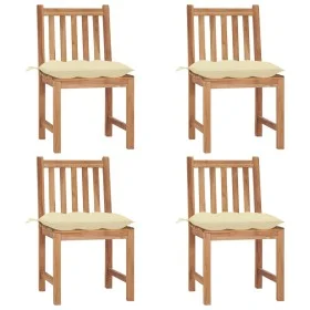 Gartenstühle 4 Einheiten aus massivem Teakholz mit Kissen von vidaXL, Gartenstühle - Ref: Foro24-3073105, Preis: 463,28 €, Ra...
