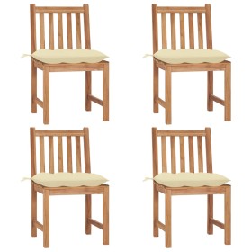 Gartenstühle 4 Einheiten aus massivem Teakholz mit Kissen von vidaXL, Gartenstühle - Ref: Foro24-3073105, Preis: 475,95 €, Ra...