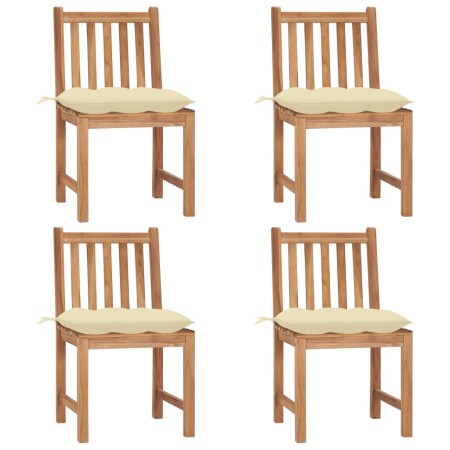 Garden chairs 4 units solid teak wood with cushions by vidaXL, Garden chairs - Ref: Foro24-3073105, Price: 475,95 €, Discount: %