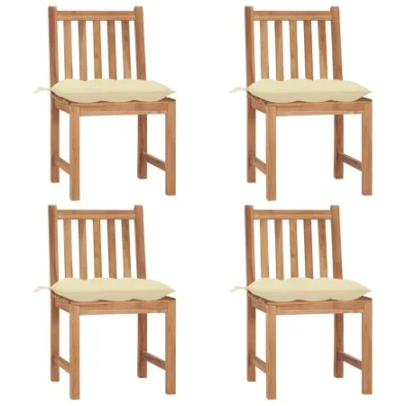 Garden chairs 4 units solid teak wood with cushions by vidaXL, Garden chairs - Ref: Foro24-3073105, Price: 463,28 €, Discount: %