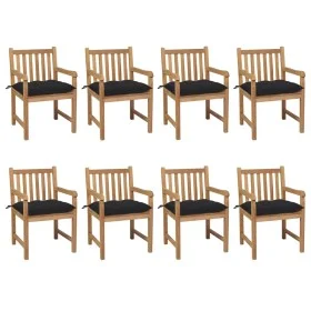 Sillas de jardín 8 uds madera maciza de teca cojines negro by vidaXL, Garden chairs - Ref: Foro24-3073080, Price: 1,00 €, Dis...