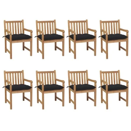 Sillas de jardín 8 uds madera maciza de teca cojines negro von vidaXL, Gartenstühle - Ref: Foro24-3073080, Preis: 1,00 €, Rab...