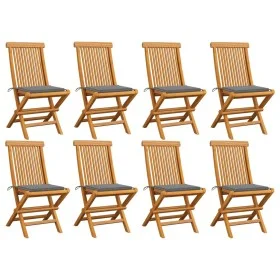 Garden chairs 8 pcs solid teak wood with gray cushions by vidaXL, Garden chairs - Ref: Foro24-3072918, Price: 485,43 €, Disco...