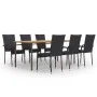 7-teiliges Gartenesszimmer-Set aus schwarzem PE-Rattan von vidaXL, Gartensets - Ref: Foro24-3072502, Preis: 569,44 €, Rabatt: %