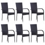7-teiliges Gartenesszimmer-Set aus schwarzem PE-Rattan von vidaXL, Gartensets - Ref: Foro24-3072502, Preis: 550,73 €, Rabatt: %