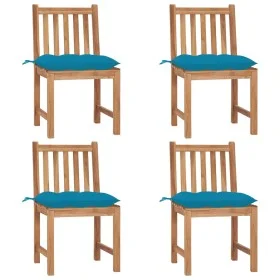 Garden chairs 4 units solid teak wood with cushions by vidaXL, Garden chairs - Ref: Foro24-3073107, Price: 444,83 €, Discount: %