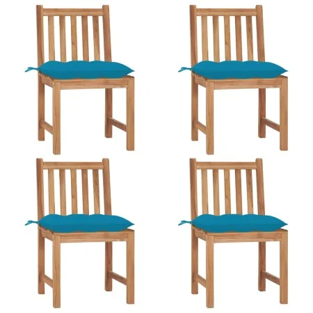 Gartenstühle 4 Einheiten aus massivem Teakholz mit Kissen von vidaXL, Gartenstühle - Ref: Foro24-3073107, Preis: 444,81 €, Ra...