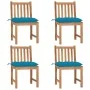 Gartenstühle 4 Einheiten aus massivem Teakholz mit Kissen von vidaXL, Gartenstühle - Ref: Foro24-3073107, Preis: 444,81 €, Ra...
