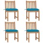 Gartenstühle 4 Einheiten aus massivem Teakholz mit Kissen von vidaXL, Gartenstühle - Ref: Foro24-3073107, Preis: 456,85 €, Ra...