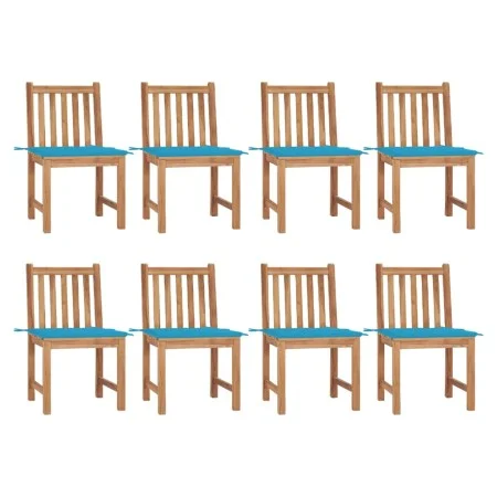 Sillas de jardín 8 unidades madera de teca con cojines de vidaXL, Sillas de jardín - Ref: Foro24-3073146, Precio: 866,14 €, D...