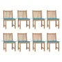 Sillas de jardín 8 unidades madera de teca con cojines de vidaXL, Sillas de jardín - Ref: Foro24-3073146, Precio: 866,14 €, D...