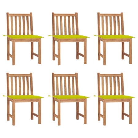 Sillas de jardín 6 unidades con cojines madera maciza de teca by vidaXL, Garden chairs - Ref: Foro24-3073126, Price: 678,24 €...