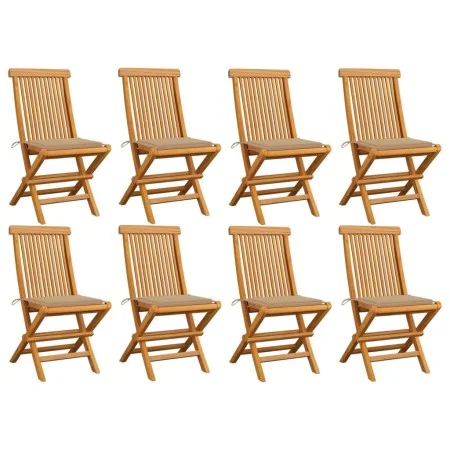 Garden chairs 8 units solid teak with beige cushions by vidaXL, Garden chairs - Ref: Foro24-3072920, Price: 489,38 €, Discoun...