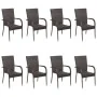 Set de muebles de comedor de jardín 9 piezas de ratán marrón de vidaXL, Conjuntos de jardín - Ref: Foro24-3072504, Precio: 70...