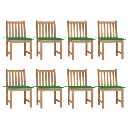 Sillas de jardín 8 unidades madera de teca con cojines de vidaXL, Sillas de jardín - Ref: Foro24-3073147, Precio: 885,60 €, D...