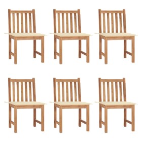 Garden chairs 6 units with solid teak wood cushions by vidaXL, Garden chairs - Ref: Foro24-3073117, Price: 694,98 €, Discount: %