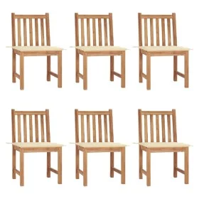 Garden chairs 6 units with solid teak wood cushions by vidaXL, Garden chairs - Ref: Foro24-3073117, Price: 675,10 €, Discount: %