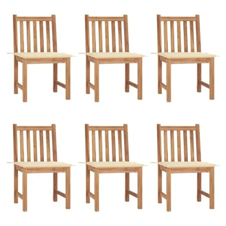 Gartenstühle 6 Einheiten mit massiven Teakholzkissen von vidaXL, Gartenstühle - Ref: Foro24-3073117, Preis: 675,06 €, Rabatt: %
