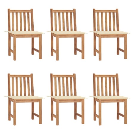 Gartenstühle 6 Einheiten mit massiven Teakholzkissen von vidaXL, Gartenstühle - Ref: Foro24-3073117, Preis: 693,05 €, Rabatt: %