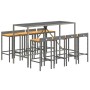 Bar table and garden stools set 9 pieces acacia wood PE rattan gray by vidaXL, Garden sets - Ref: Foro24-3187681, Price: 432,...