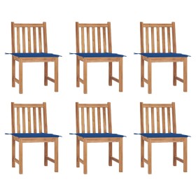 Gartenstühle 6 Einheiten mit massiven Teakholzkissen von vidaXL, Gartenstühle - Ref: Foro24-3073125, Preis: 693,29 €, Rabatt: %