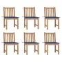 Garden chairs 6 units with solid teak wood cushions by vidaXL, Garden chairs - Ref: Foro24-3073125, Price: 675,10 €, Discount: %