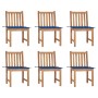 Sillas de jardín 6 unidades con cojines madera maciza de teca de vidaXL, Sillas de jardín - Ref: Foro24-3073125, Precio: 693,...