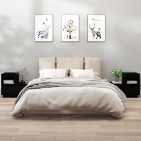Nachttische 2 Stück aus massivem schwarzem Kiefernholz 60x34x51 cm von vidaXL, Nachttische - Ref: Foro24-814383, Preis: 102,1...