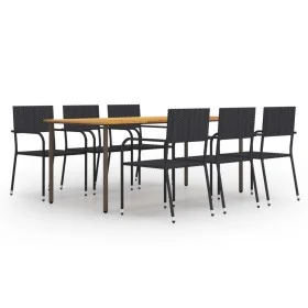 7-teiliges Garten-Essmöbel-Set aus schwarzem PE-Rattan von vidaXL, Gartensets - Ref: Foro24-3072507, Preis: 449,84 €, Rabatt: %
