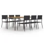 Set de muebles de comedor de jardín 7 piezas ratán PE negro de vidaXL, Conjuntos de jardín - Ref: Foro24-3072507, Precio: 431...