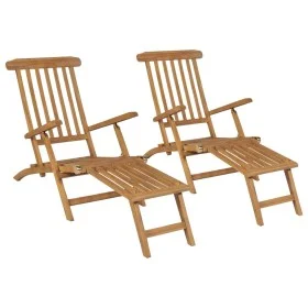 Sun loungers with footrest 2 units solid teak wood by vidaXL, Loungers - Ref: Foro24-3073291, Price: 428,21 €, Discount: %